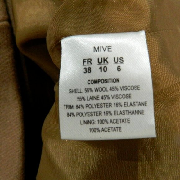 Manoush Women Brownish Taupe Ruffle Front Short Sleeve Jacket sz 6 - Picture 5 of 6